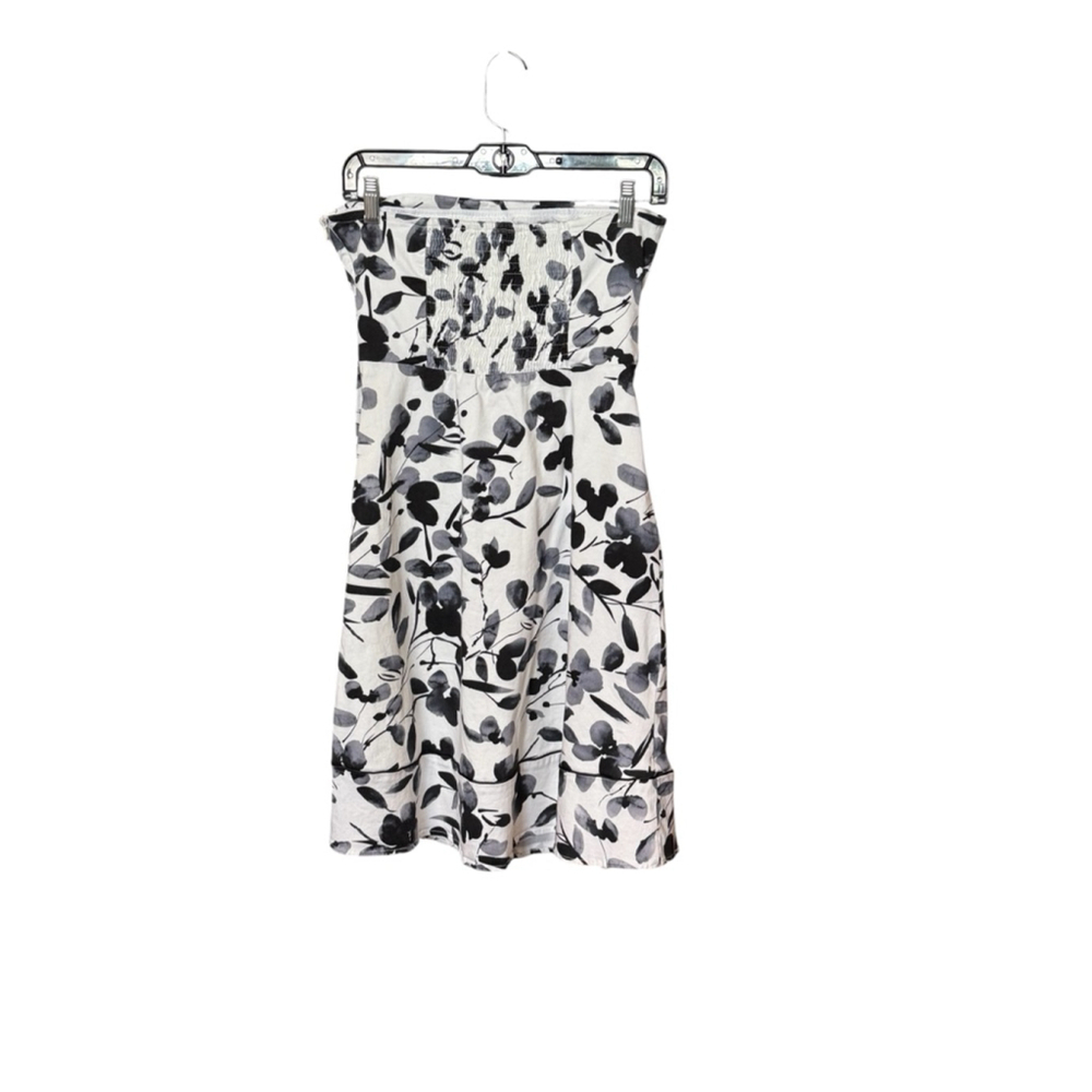 Romy Dress Size L Jr. White Black Floral Strapless